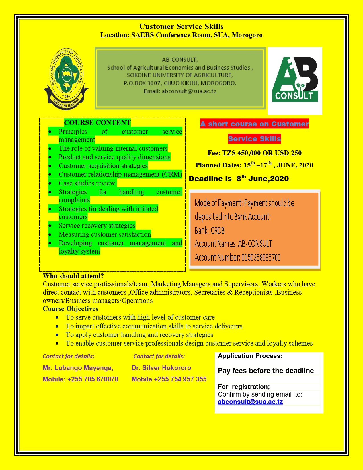 Short course on Customer Service Skills | Sokoine ...
