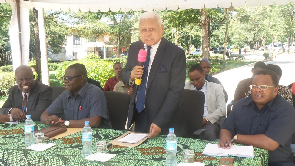 Chairman of the Council Hon. Othman Chande talk to members of staff and students of Sokoine University of Agriculture