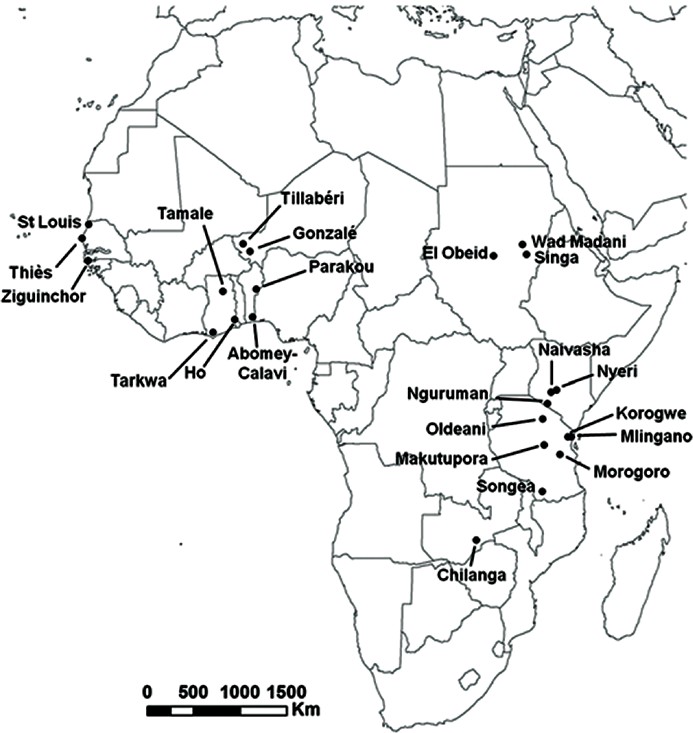 Image 4: Sampling sites to determine potential distribution of B. dorsalis (source: De Villiers et al., 2016)