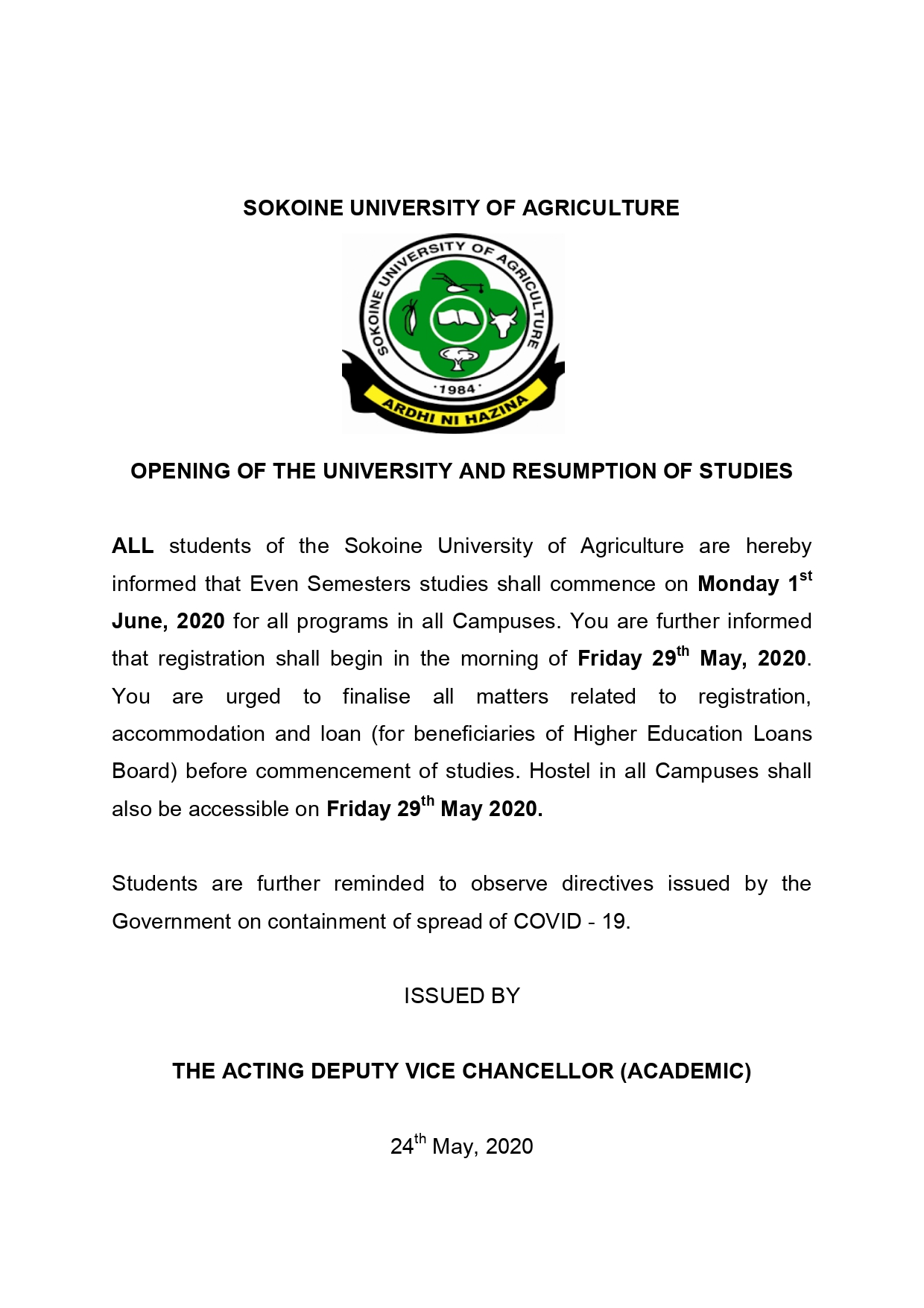 Opening of university