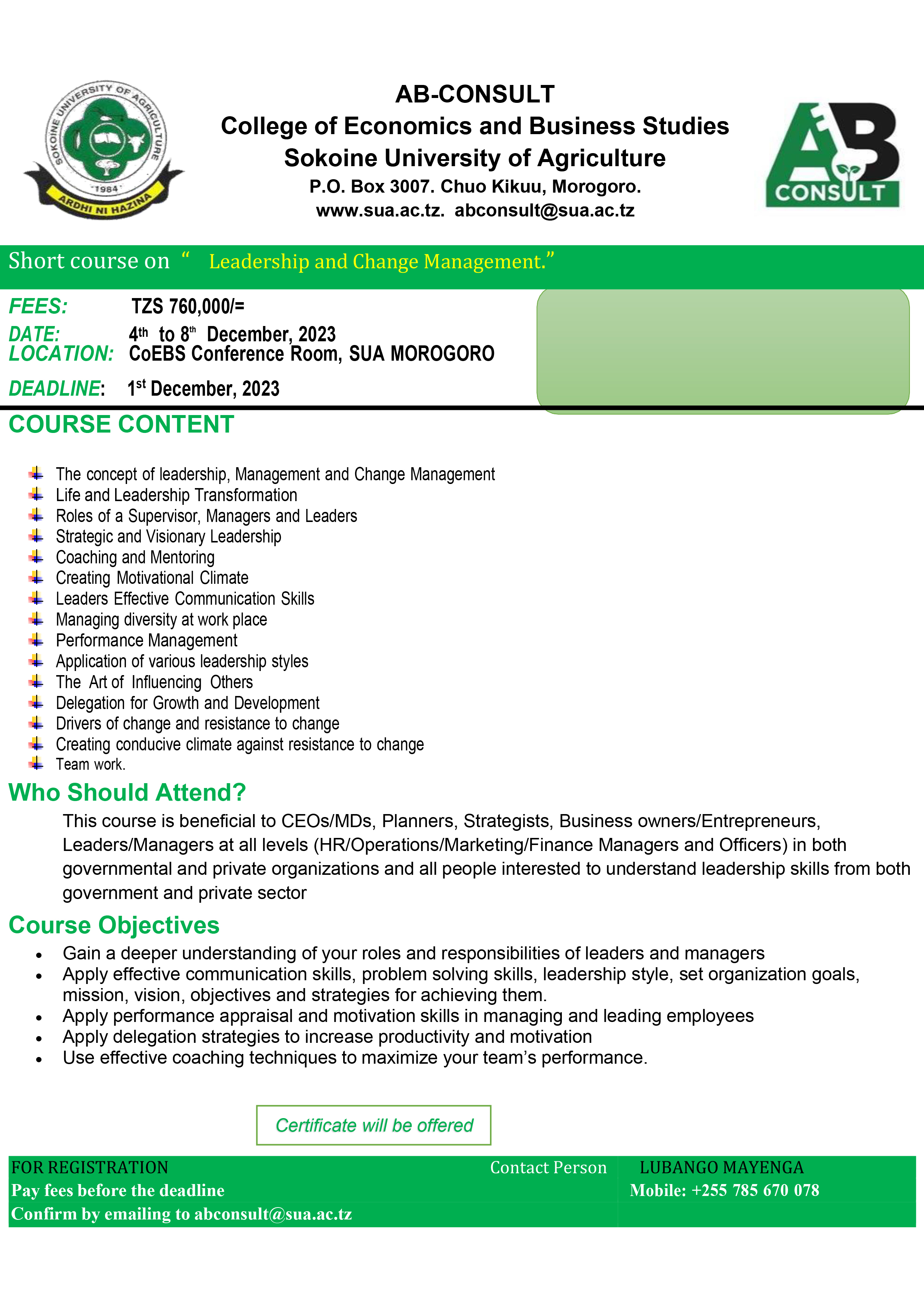 Leadership and Change Management -2023