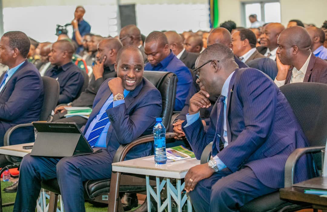 The Deputy Prime Minister and Minister of Energy, Hon. Dr. Doto Biteko exchange views with The Sokoine University Vice Chancela, Prof. Raphael Chibunda.