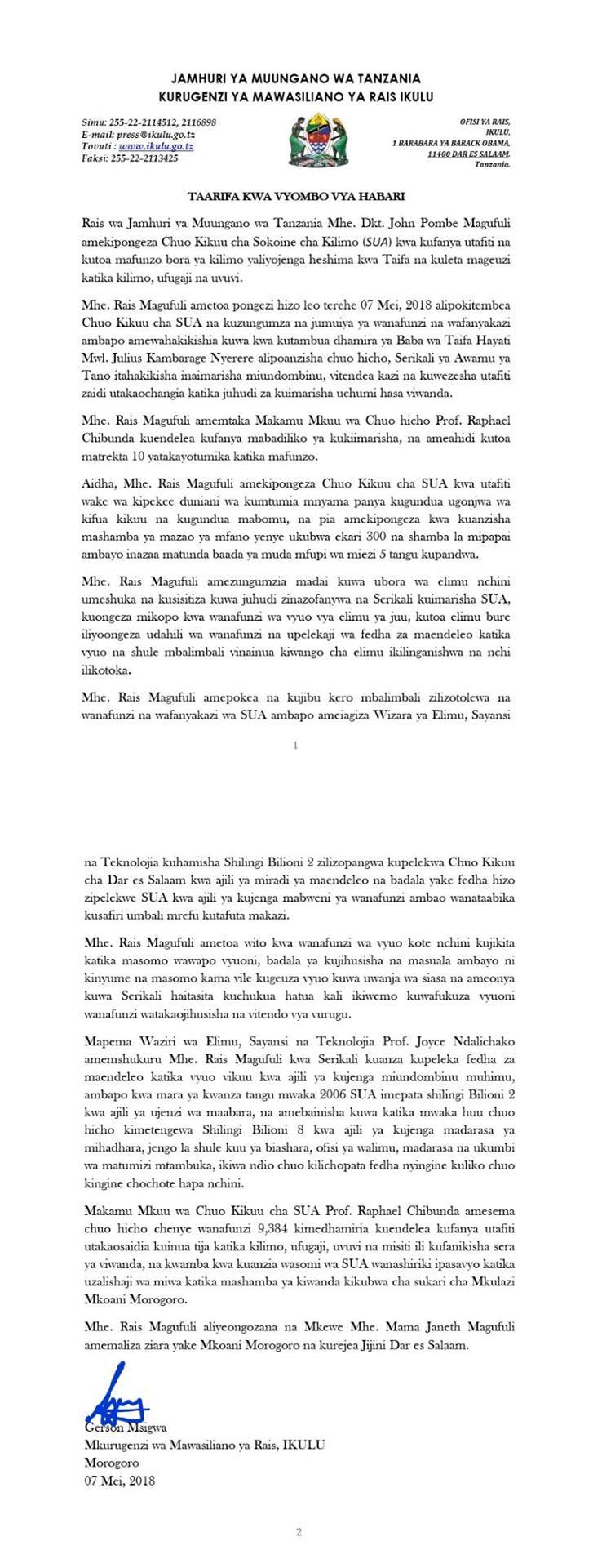President-Magufuli-at-SUA-press-release