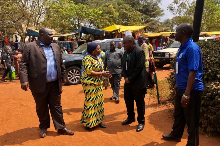 Deputy Vice Chancellor (Academic), Prof. Maulid Mwatawala (right) welcoming the Minister of Health, Community Development Gender,elderly and children Hon. Ummy Mwalimu at SUA pavilion.