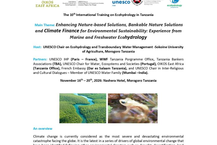 The 10th International Training on Ecohydrology in Tanzania