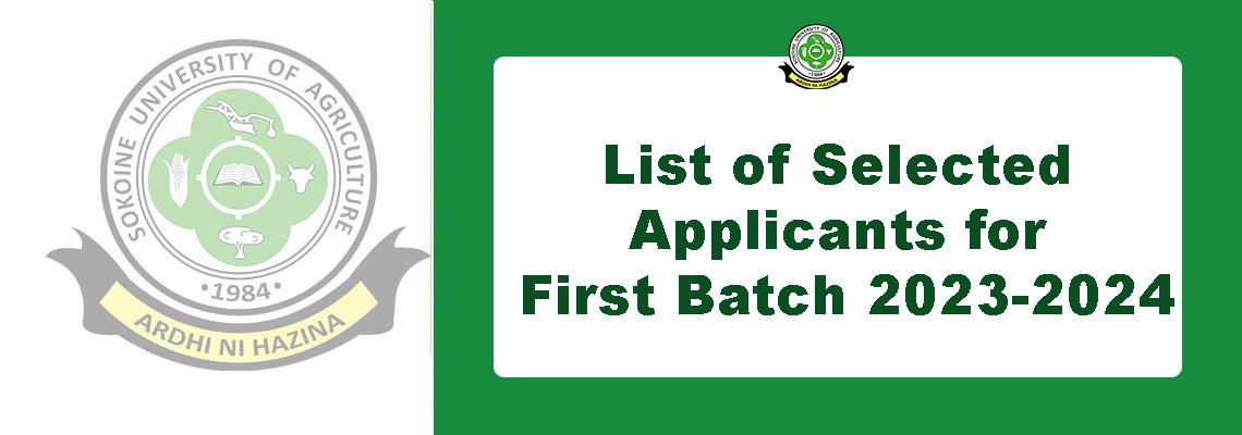 List of Selected Applicants for First Batch 2023 - 2024