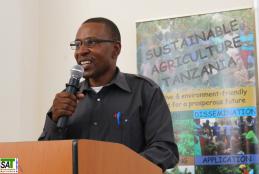 Prof. Fredrick Cassian Kahimba  at the 4th Workshop for Participatory Research Design (WPRD) was held in collaboration with Sokoine University of Agriculture (SUA)  and Sustainable Agriculture Tanzania (SAT) on December 02nd , 2017 at the SUA  Main Campus.